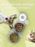 HULIANFU Pet Cat Bowl Automatic Feeder Dog Cat Food Bowl With Water Fountain Double Bowl Drinking Raised Stand Dish Bowls For Cats