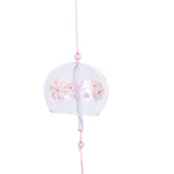 HULIANFU Japanese Style Glass Wind Chimes Hanging Craft Wind Bell Home Decor Sakura Cherry Blossom Pattern