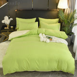 HULIANFU Pure Color Double Duvet Single Twin Comforter Bedding Set 2/3 Bed Cover Set King Queen Size Bed Box Duvets Linen Quilt Cover