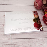 HULIANFU Personalized Wedding Signature Guestbooks Custom Acrylic Silver Mirror Souvenir Blank Books Party Favors Gifts Engagement Decor