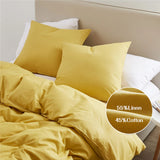 HULIANFU Modern 55% Linen 45% Cotton Bedding Sets Solid Color Bed Set Duvet Cover French Shams Simplicity Bedclothes For Home Sing/Queen