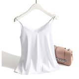 Spaghetti Strap Top Women Halter V Neck Basic White Cami Sleeveless Satin Silk Tank Tops Women'S Summer Camisole Plus Size