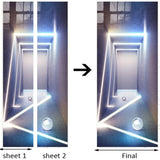 HULIANFU 2023 PVC Self-Adhesive Door Sticker 3D Stereo Corridor Light Mural Wallpaper Living Room Restaurant Door Decal 3D Vinyl Wall Stickers