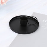HULIANFU Iron Black Gold Plated Candle Holders Pillar Metal Plate For Wedding Party Festival Candlestick Holder Art Gift Home Decoration