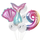 HULIANFU Little Mermaid Party Balloons 32inch Number Foil Balloon Kids Birthday Party Decoration Supplies Baby Shower Decor Helium Globos