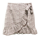 hulianfu Women Skirt  Summer New High Waist Lace Up Elastic Short Skirt Ruffled Irregular Leopard Print Zipper Skirt Casual Beachwear