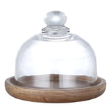 HULIANFU Mini Dessert Plate Dessert Cup Mousse Tray Cake Plate Wooden Dessert Plate with Glass Cover Dessert Plate