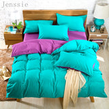 HULIANFU Pure Color Double Duvet Single Twin Comforter Bedding Set 2/3 Bed Cover Set King Queen Size Bed Box Duvets Linen Quilt Cover