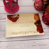 HULIANFU Personalized Wedding Signature Guestbooks Custom Acrylic Silver Mirror Souvenir Blank Books Party Favors Gifts Engagement Decor