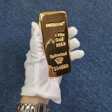 HULIANFU Suisse 1kg Gold Bullion Bar Swiss 1000g Pure Copper Inside 999 Fine Gold Plated Gold Bar Ingot Coins For Home Deco Movie Prop