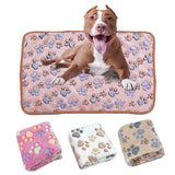 HULIANFU Pet soft warm blanket Winter Coral plush paw print blanket Cat and dog mattress Medium small dogs cats coral fleece Pet supplies