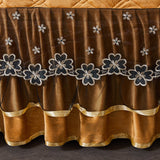 HULIANFU Luxury Super Soft Crystal Velvet Fleece Lace Ruffles Quilted Bed Skirt Mattress Cover Bedspread Pillowcase Bedding Home Textiles