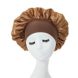 HULIANFU Women Night Sleep Hair Caps Silky Bonnet Satin Double Layer Adjust Head Cover Hat For Curly Springy Hair Styling Accessories