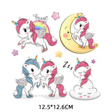 HULIANFU Iron on Cute Animal Patches Set for Clothing DIY T-shirt Applique Vinyl Unicorn Heat Transfer Clothes Stickers Thermal Press T