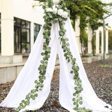 HULIANFU 2023 Green Eucalyptus Leaves Garland Wisteria Artificial Flowers Rattan Fake Plant Silk Leaf Vines For Wedding Birthday Party Decor