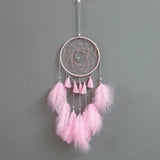 HULIANFU Original silver gray dream catcher 2 ring Indian feather hanging art gifts to bestie friends creative valentine's day gifts