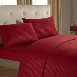 HULIANFU Sheet Set 4 In 1 Fitted Bed Sheet Pillowcases Flat Bed Sheet Stripe Coverlet Ues for Hotel home ( No Filler/Quilt Cover Inside )