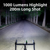 HULIANFU ROCKBROS 1000LM Bike Light Front Lamp USB Rechargeable LED 4800mAh Bicycle Light Waterproof Headlight Bike Accessories