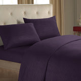 HULIANFU Sheet Set 4 In 1 Fitted Bed Sheet Pillowcases Flat Bed Sheet Stripe Coverlet Ues for Hotel home ( No Filler/Quilt Cover Inside )