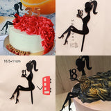 HULIANFU New High Heels Lady Happy Birthday Acrylic Cake Topper Wedding Girls Cake Toppers for 16 18 21 Birthday Party Cake Decorations