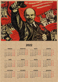 HULIANFU Russian Version Kraft Paper Posters of The Soviet Union CCCP USSR President Stalin Marx Lenin  Calendar Sticker Home Decor