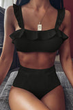 hulianfu High Waist Ruffled Bikini Set(3 Colors)