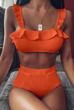 hulianfu High Waist Ruffled Bikini Set(3 Colors)