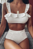hulianfu High Waist Ruffled Bikini Set(3 Colors)