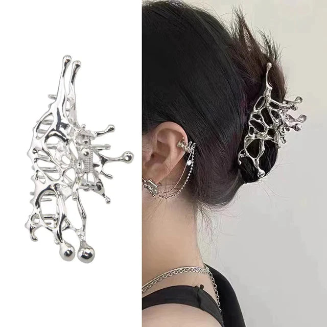hulianfu Luxury Hollow Out Metal Hair Claw For Women Girls Geometric Hair Crab Female Vintage Bowknot Catch Clip Fashion  y2k Accessories