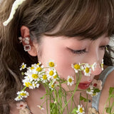 hulianfu Korean Delicate Pink Crystal Bowknot Clip Earrings For Women  Elegant Pearl Zircon No Piercing Cartilage Ear Jewelry