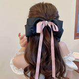 hulianfu Korean Fashion Fabric Bowknot Rhinestone Heart Hair Clip Claw Headwear For Women Back of Head Spring Clip Jewelry