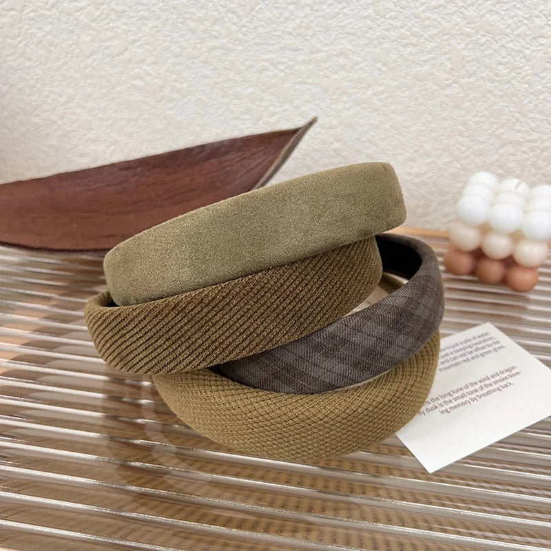 hulianfu Korean Fashion Wasabi Green Women Headbands Solid Color Velvet Soft Hairbands Headwear Rubbers Hair Accessories