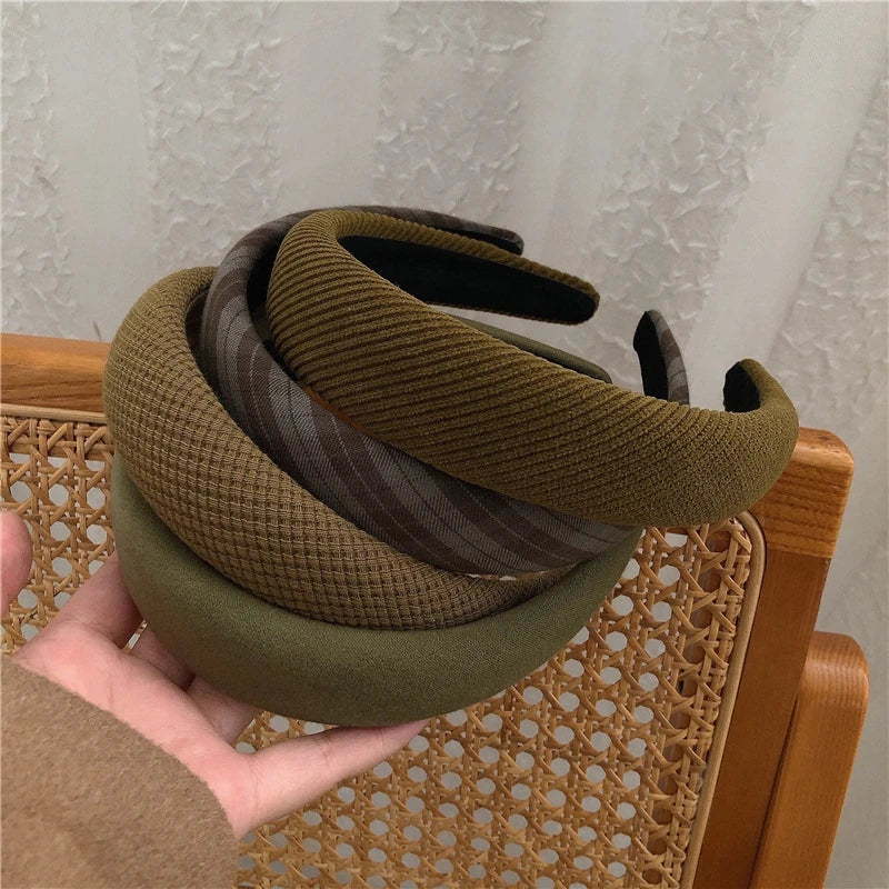 hulianfu Korean Fashion Wasabi Green Women Headbands Solid Color Velvet Soft Hairbands Headwear Rubbers Hair Accessories