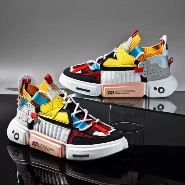 flowersverse Men Sport Shoes Thick Bottom Sneakers Men Casual Shoes Lightweight Platform Shoes Soft Breathable Brand Running Shoes