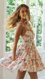 hulianfu hulianfu Floral Print Boho Sundress Women Ruffle Summer Dress Casual Beach Short Dress Flower Vintage Dress Women Fashion Clothes