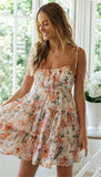 hulianfu hulianfu Floral Print Boho Sundress Women Ruffle Summer Dress Casual Beach Short Dress Flower Vintage Dress Women Fashion Clothes