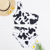 hulianfu Two-Piece Cow Pattern Digital Printing Split Swimsuit