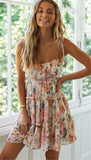 hulianfu hulianfu Floral Print Boho Sundress Women Ruffle Summer Dress Casual Beach Short Dress Flower Vintage Dress Women Fashion Clothes