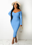 Hulianfu Women Autumn Solid Ribbed Maxi Knitted Dress V Neck Sexy Slim Elastic Basic Long Bodycon Dress Winter Off Shoulder White Dresses
