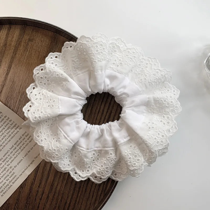 hulianfu Oversized Lace French Hair Scrunchie For Women Elastic Ponytail  Donut Ponytail Holder Headbands Elastic Hair Accessories