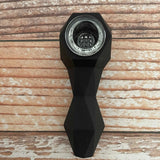 HULIANFU Solid Black Silicone Smoking Pipe With Glass Bowl Tobacco Pipe 4 inch