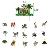 HULIANFU Wild Jungle Party Cake Topper Kids Happy Birthday  Animal Cake Flag Boy Birthday Party Decoration Children Forest Party Supplies