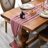 HULIANFU Sheer Chiffon Luxury Solid Color Table Runner Rustic Boho Wedding Party Bridal Shower Birthday Home Christmas Decoration