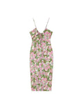 Print Slip Long Dresses for Women Corset Midi Female Dress Beach Backless Dress Women Thin Straps Summer Womens Dresses