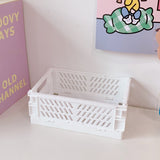 HULIANFU Ins Desktop Plastic Storage Baskets Organizer Box Folding Stackable Toy Storage Basket with Handle Bathroom Storage Box Basket
