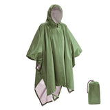 HULIANFU Portable Multifunctional 3 In 1 Rain Coat Hiking Camping Raincoat Poncho Mat Awning Durable Outdoor Activity Rain Gear Supplie