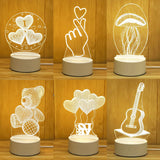 HULIANFU Romantic Love 3D Acrylic Led Lamp for Home Children Night Light Table Lamp Birthday Party Decor Valentine Day Bedside Lamp