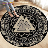 HULIANFU Viking Valknut Yggdrasil Tree of Life Area Rug Round Carpets Rugs for Living Room Bedroom Foot Pad Decoration,Non-slip Floor Mat