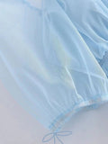 Summer hulianfu Women Solid Vintage Puff Sleeve Transparent Mesh Tops V Neck Short Sleeve Shirt Female Crop All-match Slim Blouse