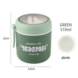 HULIANFU Thermal Lunch Box Food Container With Spoon PP Material Vacuum Cup Soup Cup Portable Insulated Breakfast Tableware